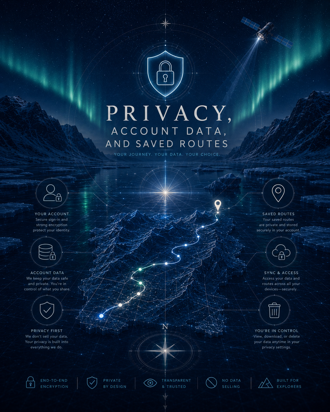 Privacy illustration for Visbrunn account and route data